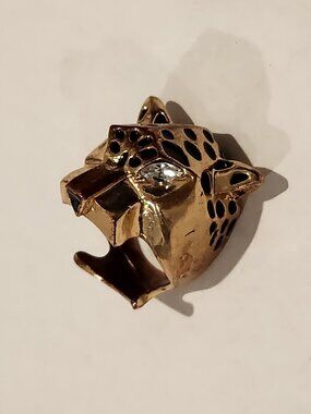 Gold Tone Panther Ring - Size 6